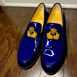 Blue Patent leather never before worn Christian louboutin loafers